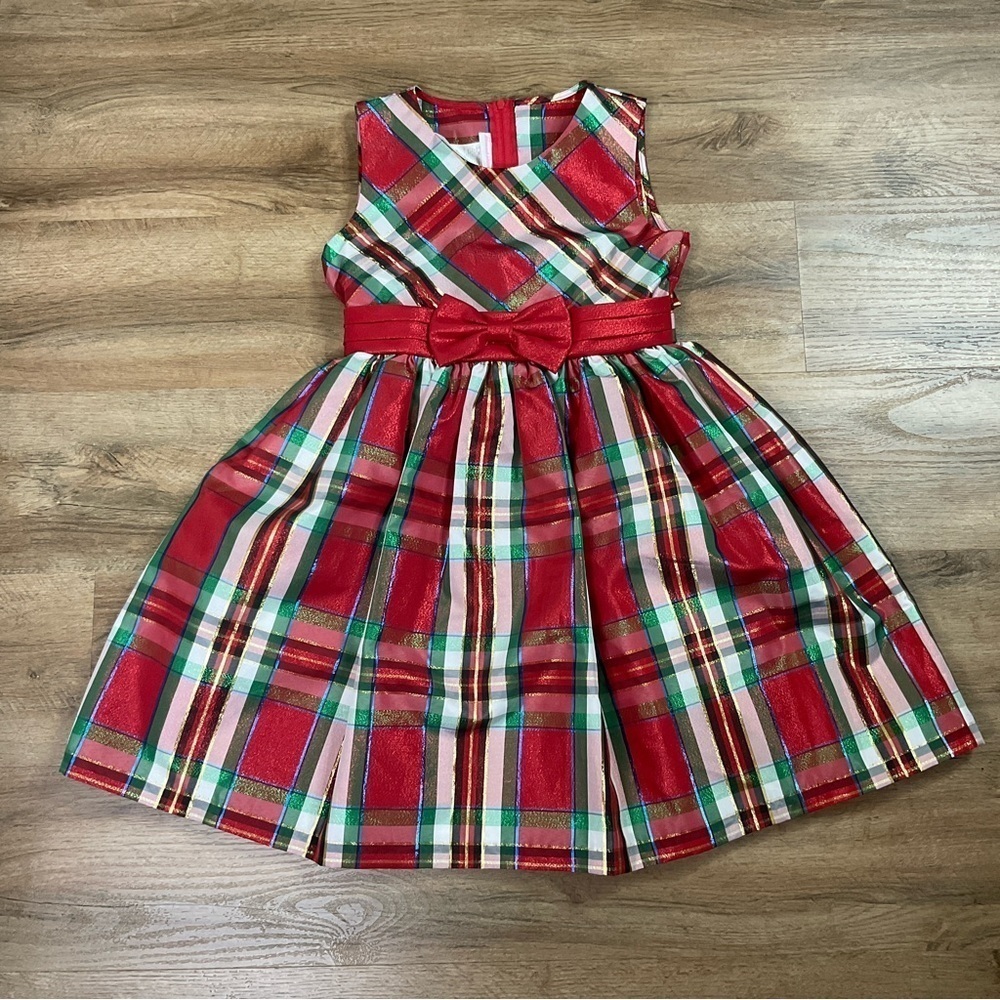 Bonnie Jean Dress Girls Size 12 Christmas Holiday Plaid Party Recital Metallic